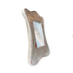 Art Nouveau Silver Hand Carved Wooden Mirror, Spain, 1970