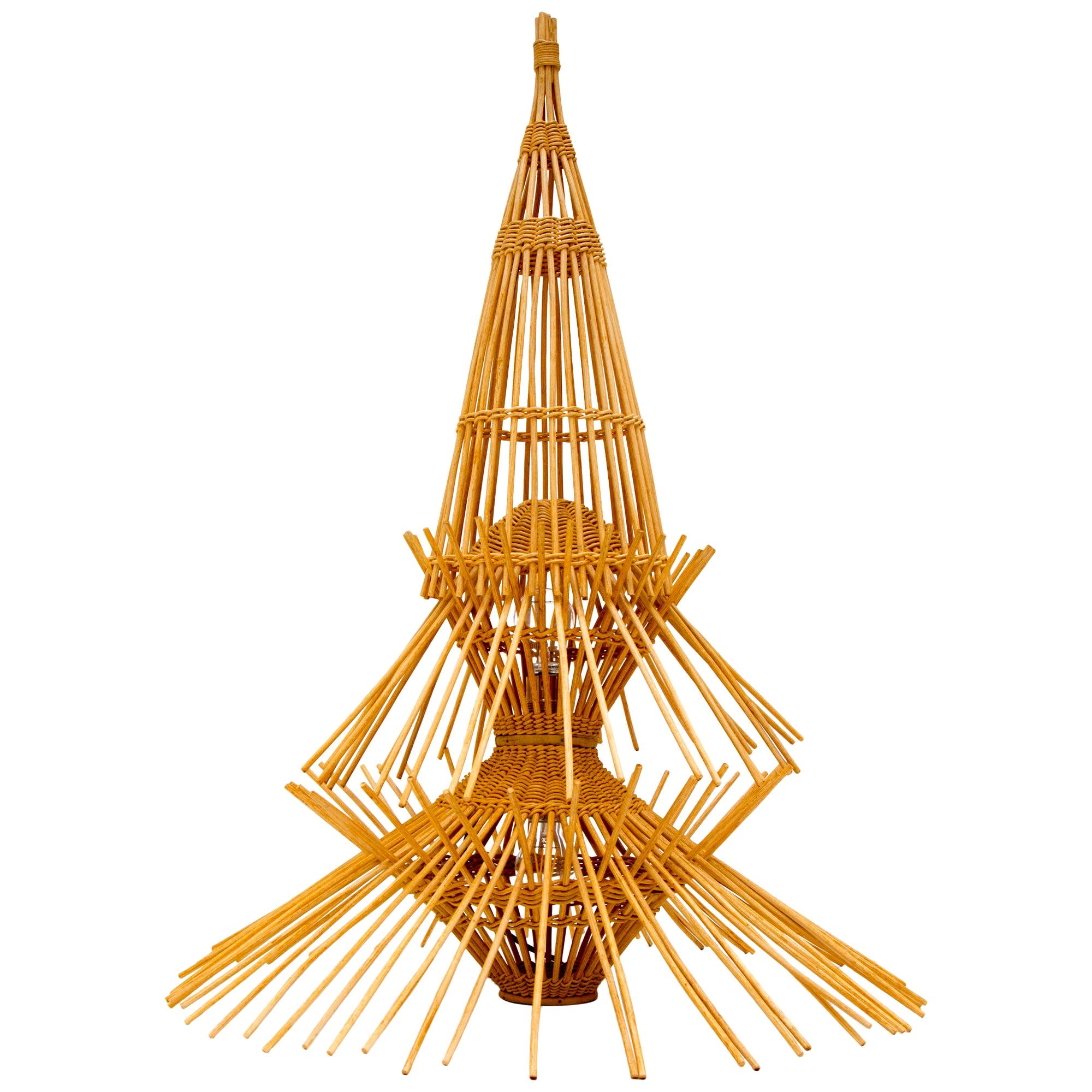 AR65 Abraham & Rol Floor Light, Ceiling Light,  Bamboo/Rattan. AVAILABLE NOW For Sale