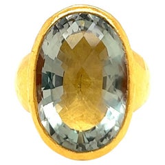 ARA 17.00 Carat Aquamarine 24 Karat Yellow Gold Cocktail Ring