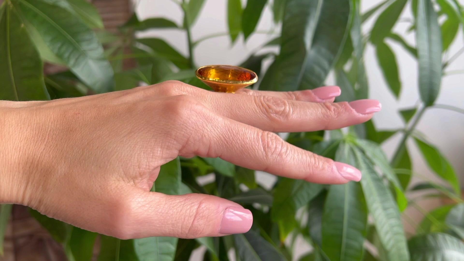 ARA 21.15 Carat Citrine 24 Karat Yellow Gold Cocktail Ring In Excellent Condition In Beverly Hills, CA