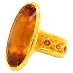 ARA 21.15 Carat Citrine 24 Karat Yellow Gold Cocktail Ring