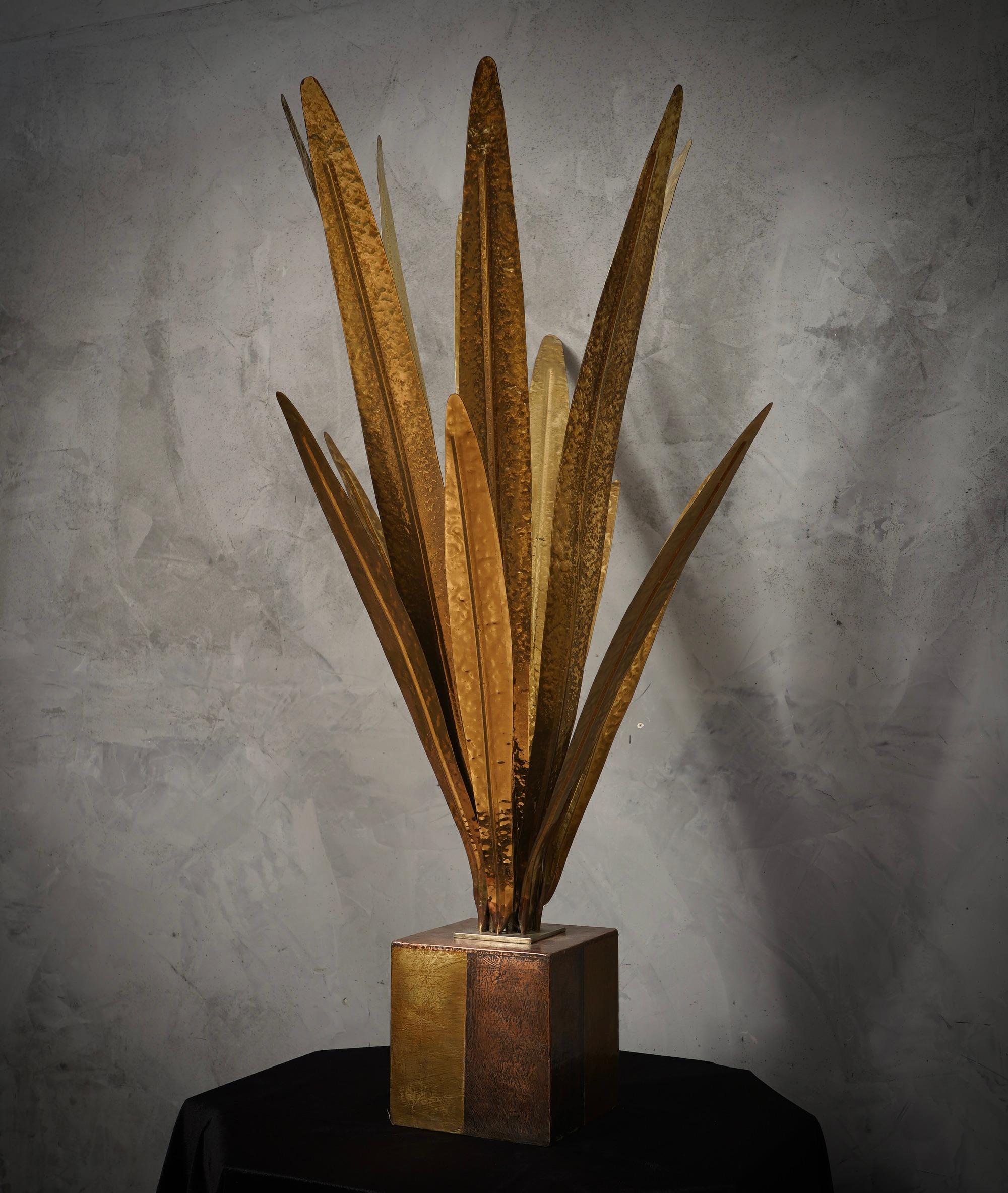 ARA Brass and Copper Italian Design Table Lamp, 1970 In Good Condition For Sale In Rome, IT