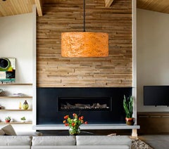 ARA Custom Karelian Burl Wood Drum Chandelier Pendant