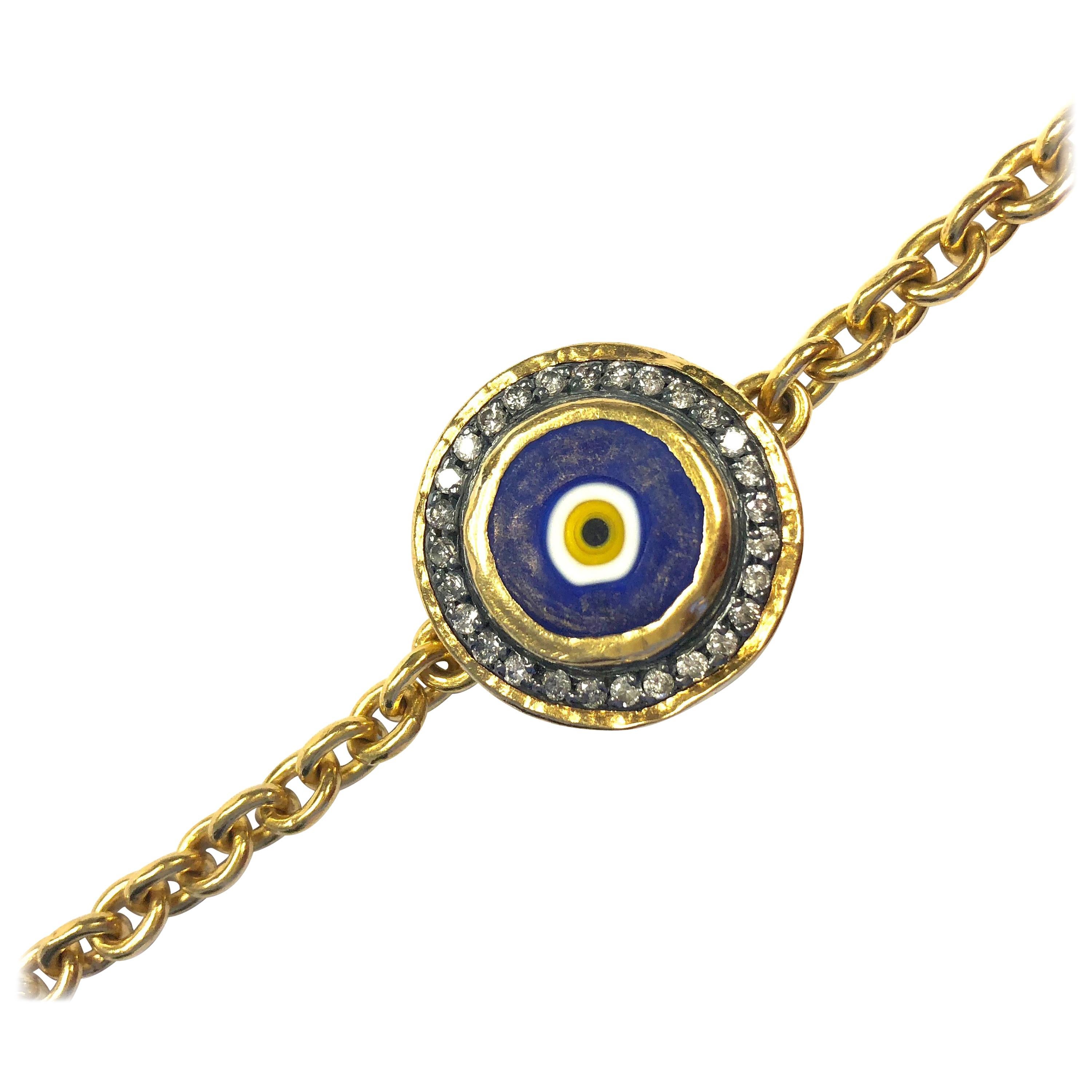 Ara Evil Eye Link Bracelet with Diamonds For Sale