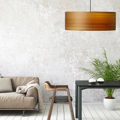 Mid Century Modern wood drum pendant