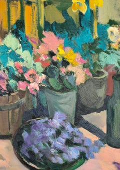 At our country cottage, Flowers Still Life, Original oil Painting, One of a Kind