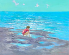 At the Beach, Impressionism, Original oil Painting, One of a Kind
