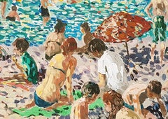 Beach, Coastal, Impressionnisme, peinture à l'huile originale, unique en son genre