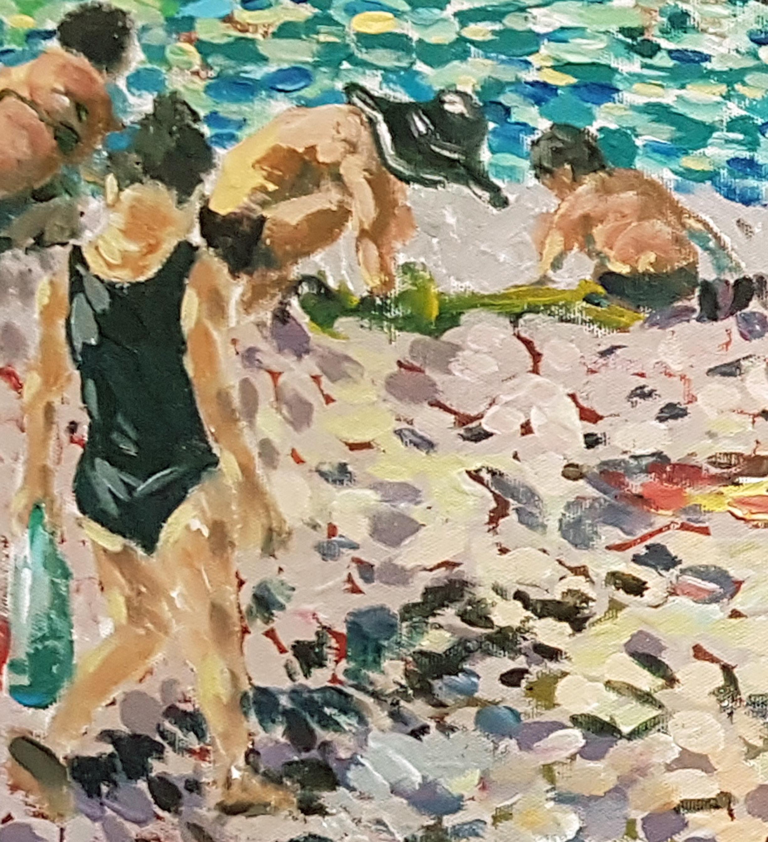 Spiaggia, Costiera, Impressionismo, Pittura a olio originale, Pezzo unico - Painting Accademia di Ara H. Hakobyan