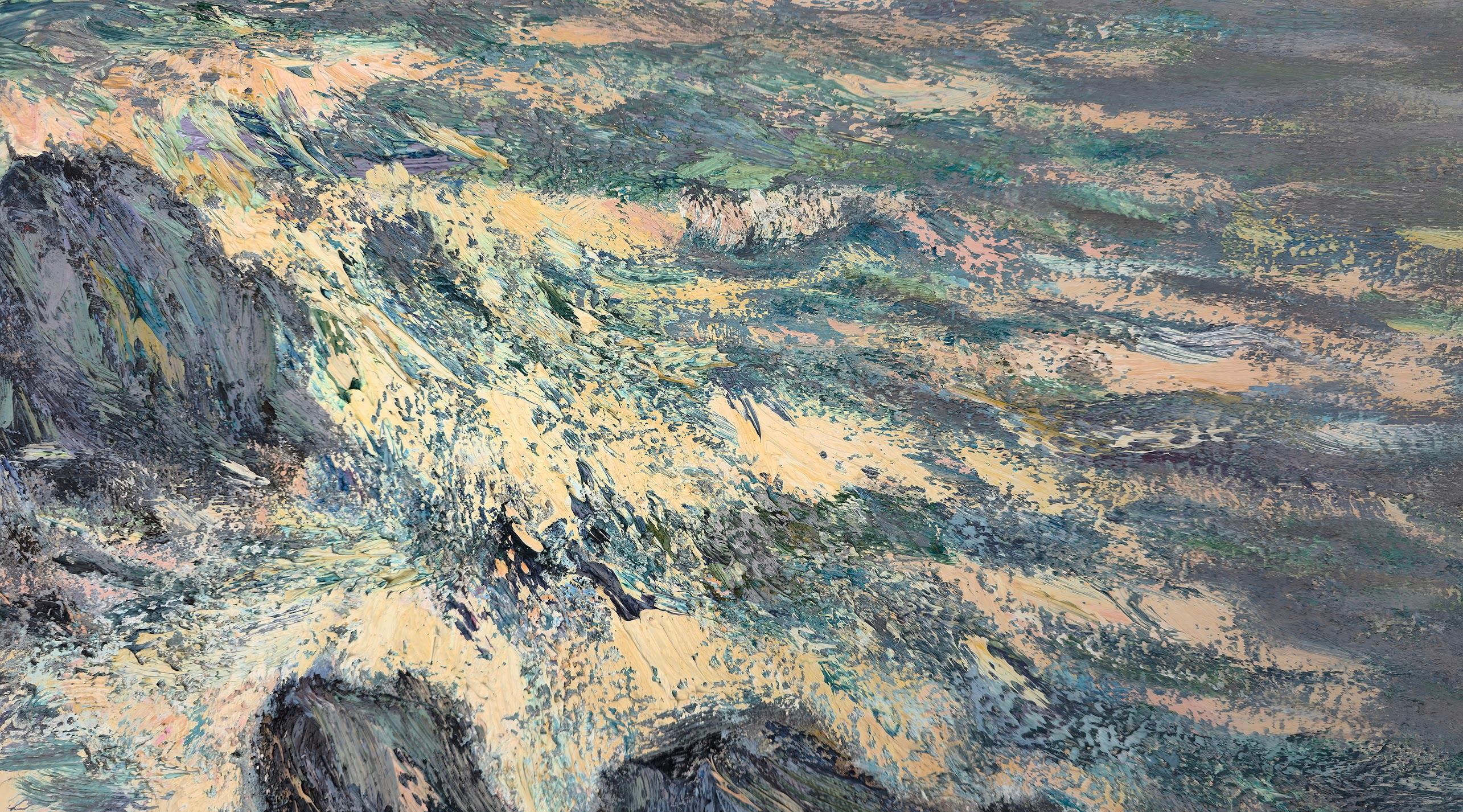 Sulle onde, Figurativo, Costiero, Pittura ad olio originale, Pezzo unico - Painting di Ara H. Hakobyan