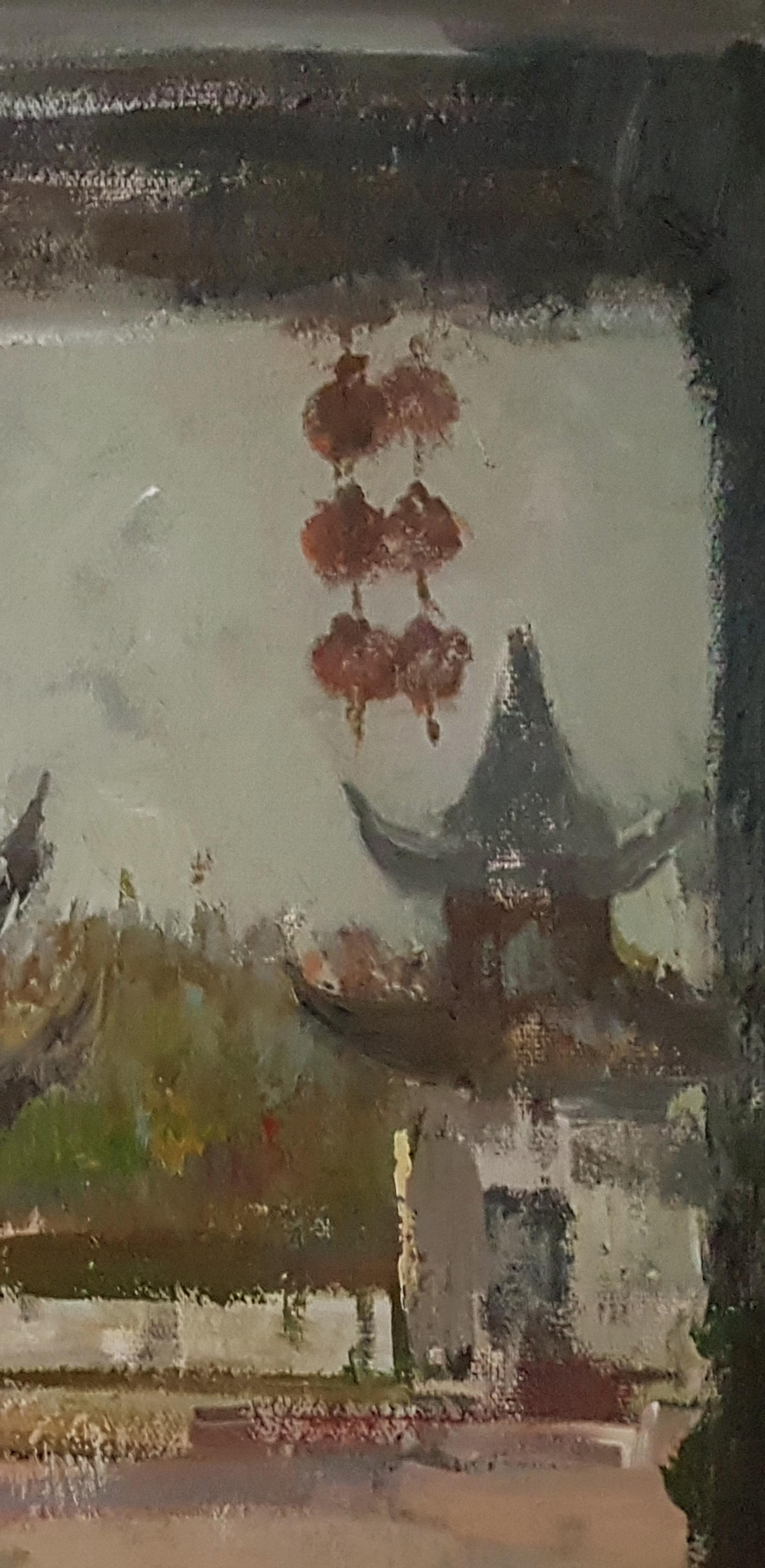 Monasserie chinoise, impressionnisme, peinture originale, unique en son genre - Académique Painting par Ara H. Hakobyan