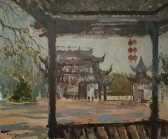 Monasserie chinoise, impressionnisme, peinture originale, unique en son genre