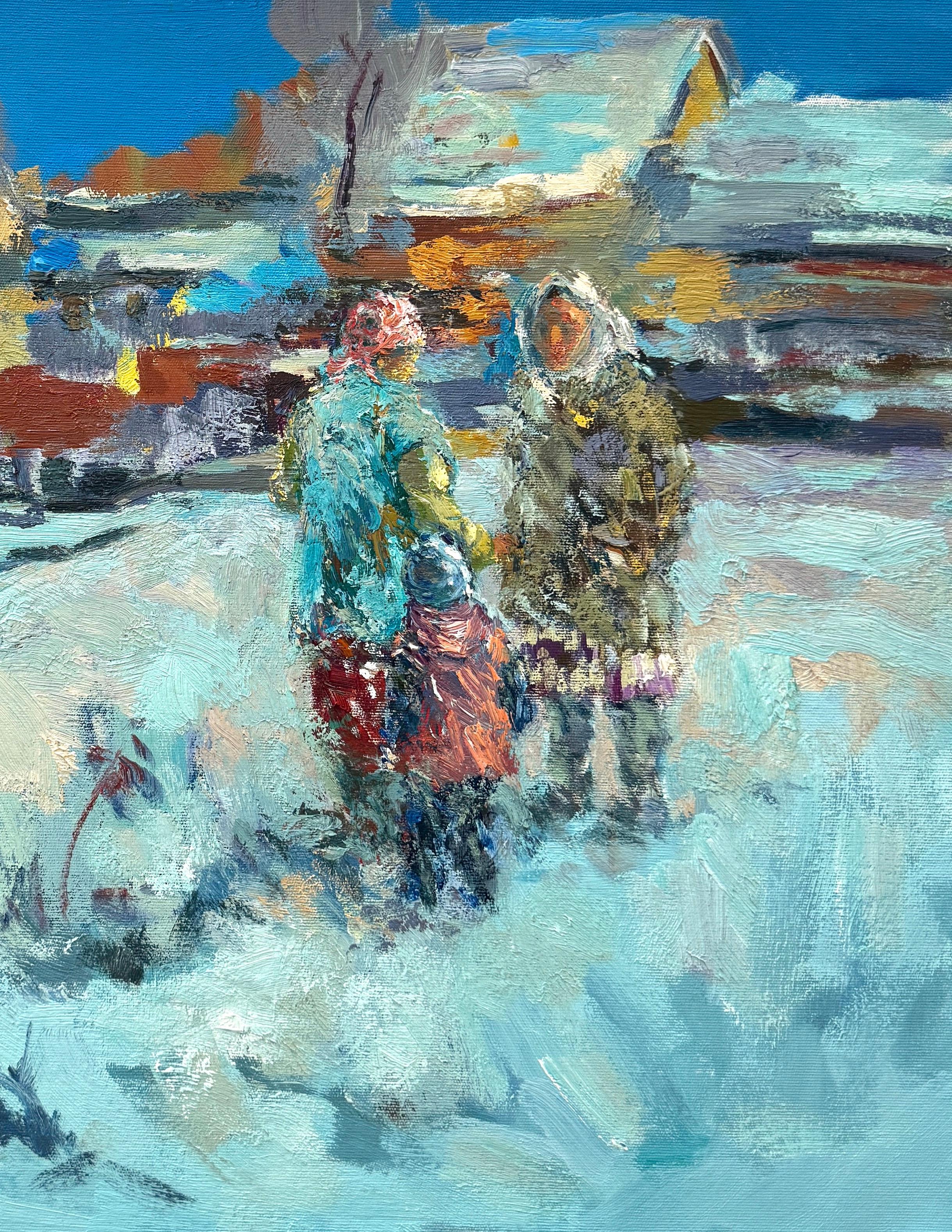 Conversation, figurative, Impressionism, Original oil Painting, One of a Kind For Sale 1