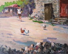 Peinture à l'huile originale de la ferme, unique en son genre