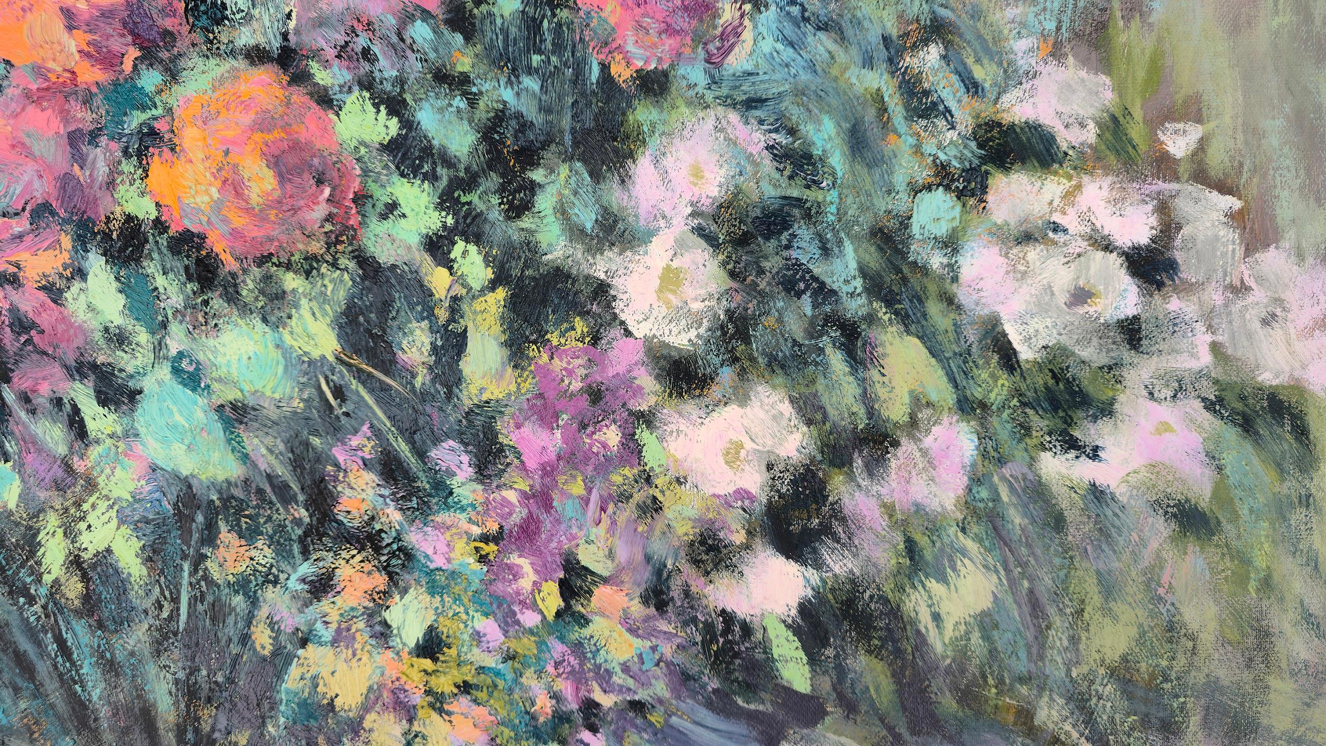 Flowers, impressionnisme, peinture à l'huile originale, unique en son genre - Académique Painting par Ara H. Hakobyan