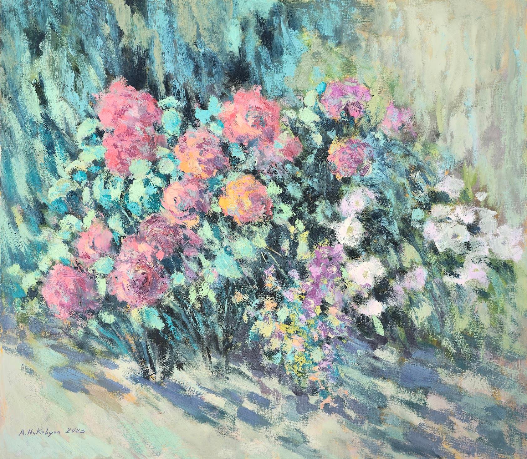Ara H. Hakobyan Still-Life Painting - Flowers, Impressionism, Original oil Painting, One of a Kind