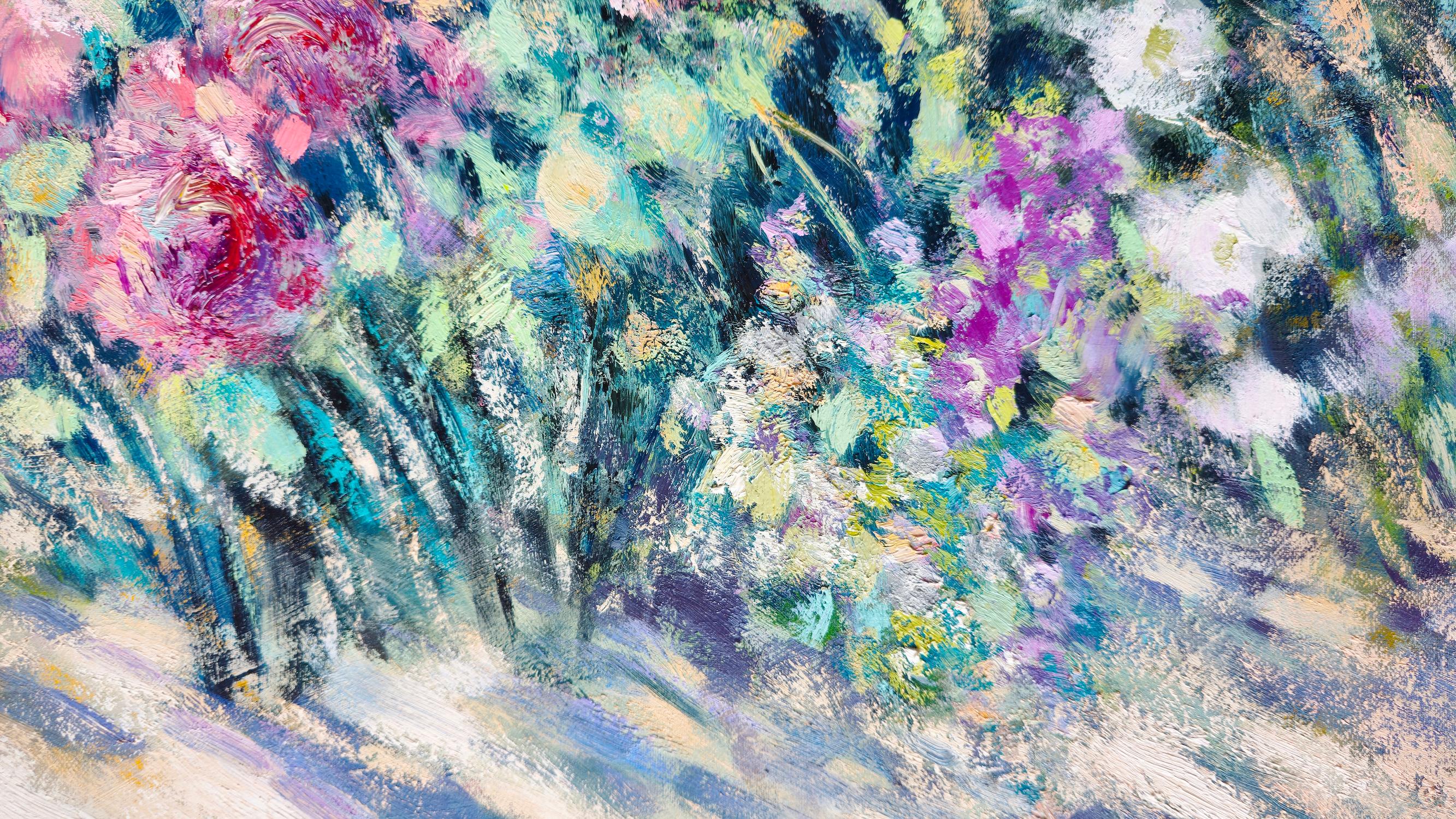 Fiori, Impressionismo, Pittura ad olio originale, Pezzo unico, Pronto da appendere - Painting di Ara H. Hakobyan