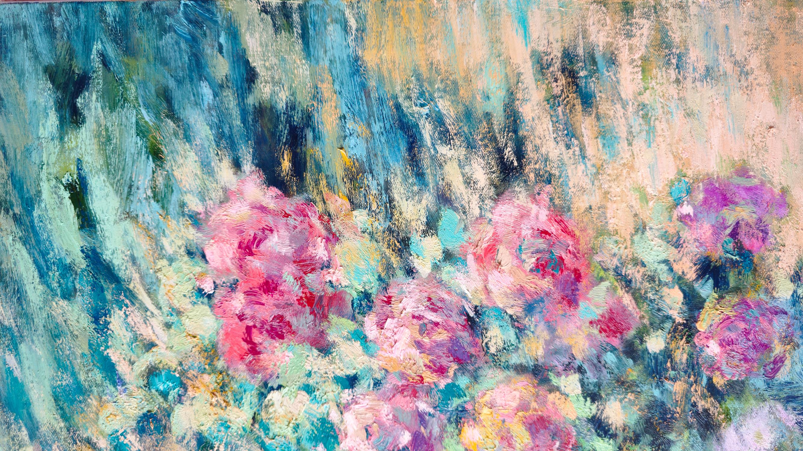 Fiori, Impressionismo, Pittura ad olio originale, Pezzo unico, Pronto da appendere - Painting Accademia di Ara H. Hakobyan