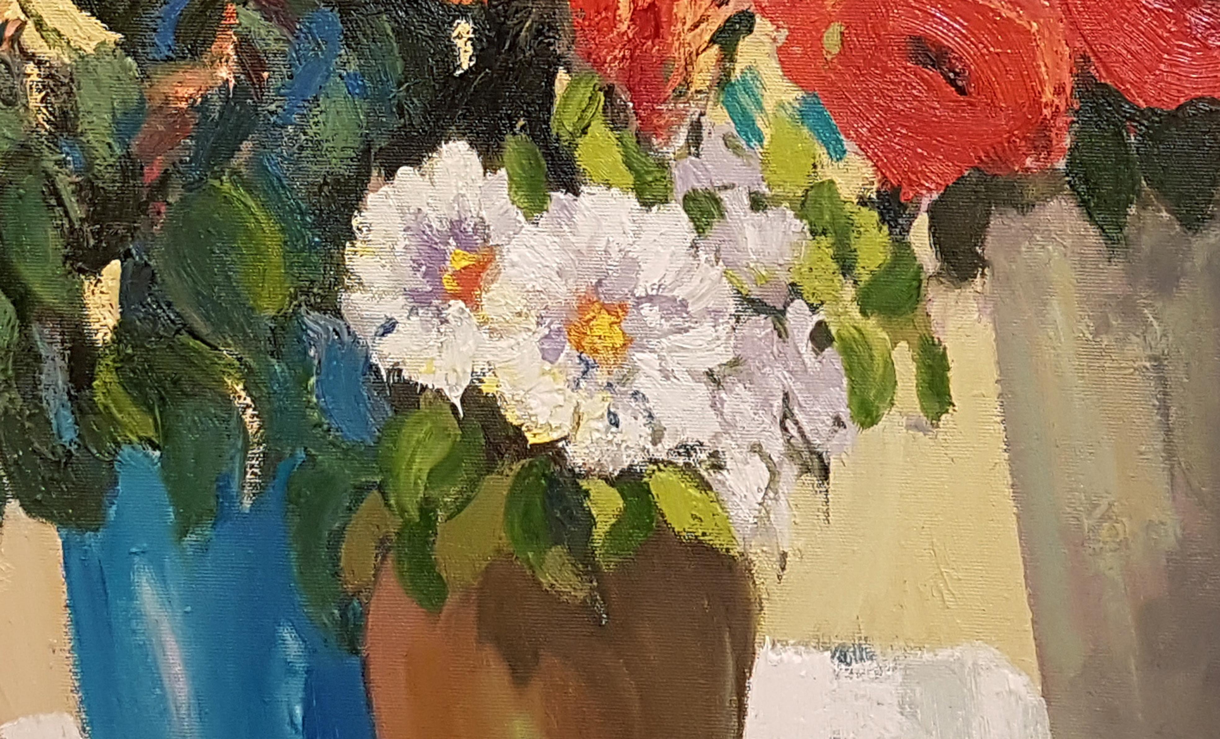 Artist: Ara H. Hakobyan
Work: Original Oil Painting, Handmade Artwork, One of a Kind
Medium: Oil on Canvas
Year: 2019
Style: Impressionism
Title: Flowers on a white table cloth
Size: 24