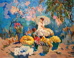 Flowers Seller, Original Painting, One of a Kind