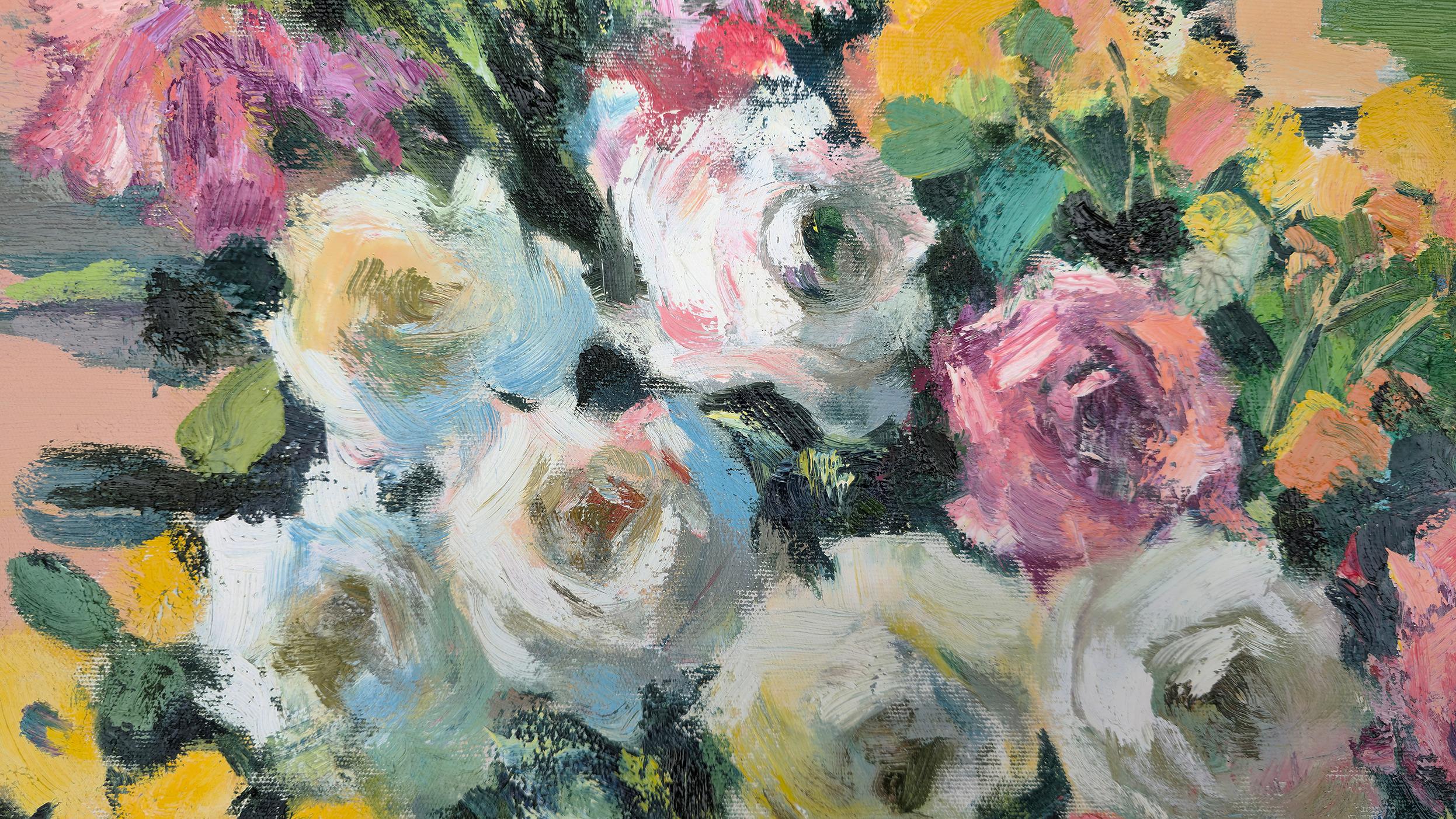 Fleurs, Nature morte, Peinture à l'huile originale, Unique en son genre - Académique Painting par Ara H. Hakobyan