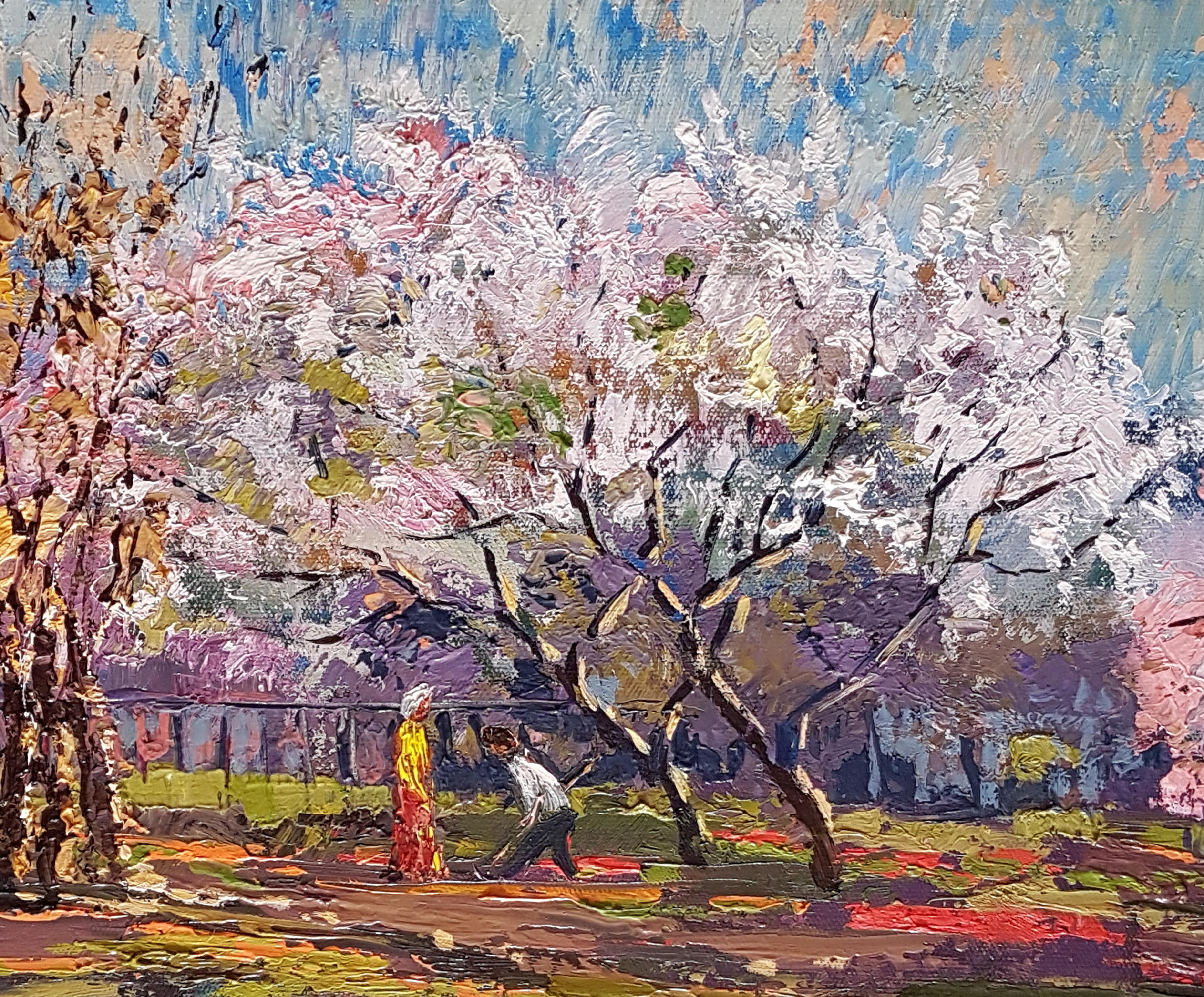Artist: Ara H. Hakobyan
Work: Original Oil Painting, Handmade Artwork, One of a Kind
Medium: Oil on Canvas
Year: 2017
Style: Impressionism
Subject: In the Garden
Size: 22