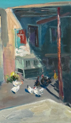 In The Village, figurative, Impressionism, Original oil Painting, One of a Kind