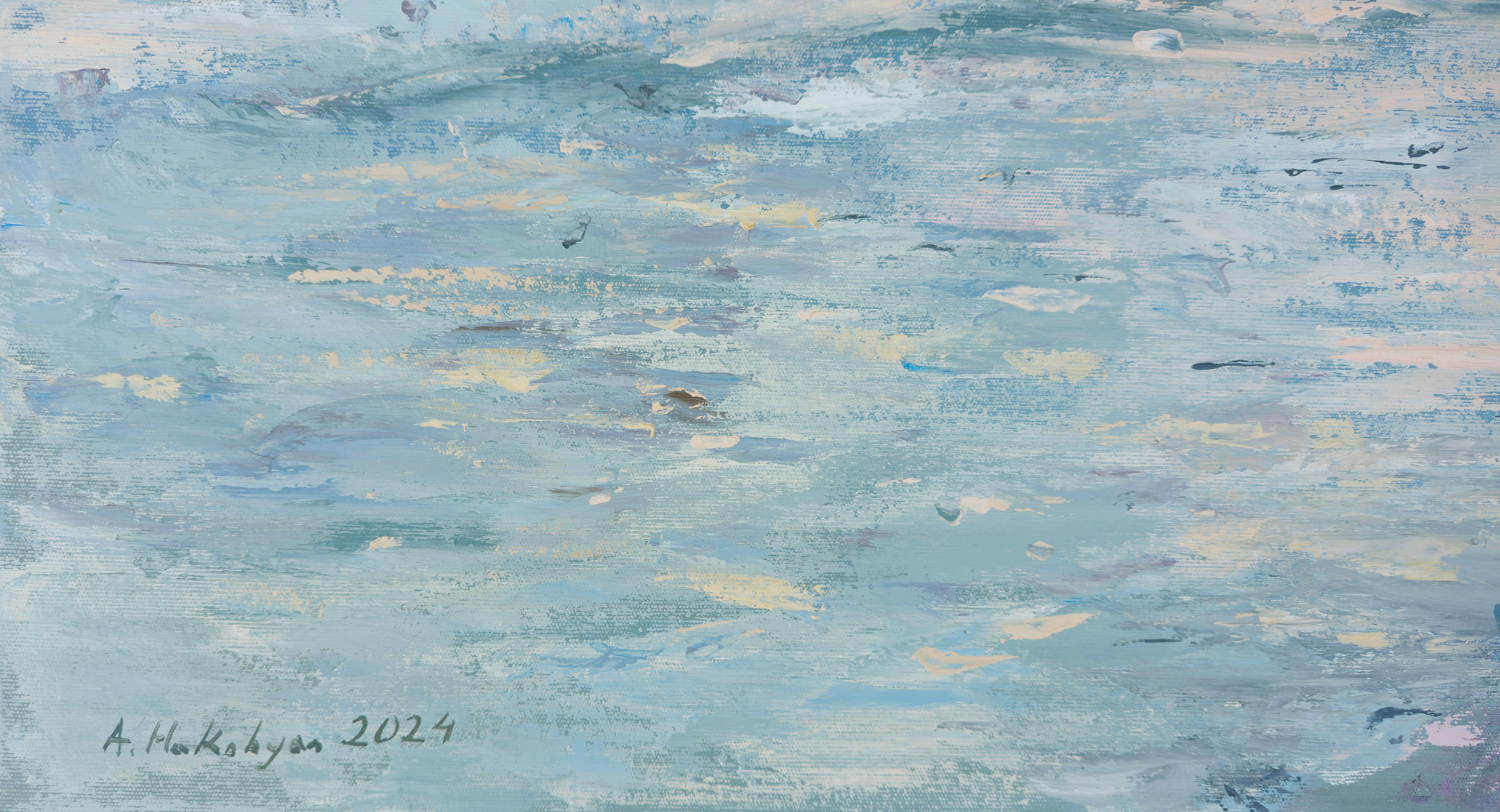 Ocean Serene, Impressionism, Original oil Painting, One of a Kind For Sale 2