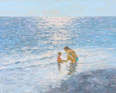 Serein océan, impressionnisme, peinture à l'huile originale, unique en son genre