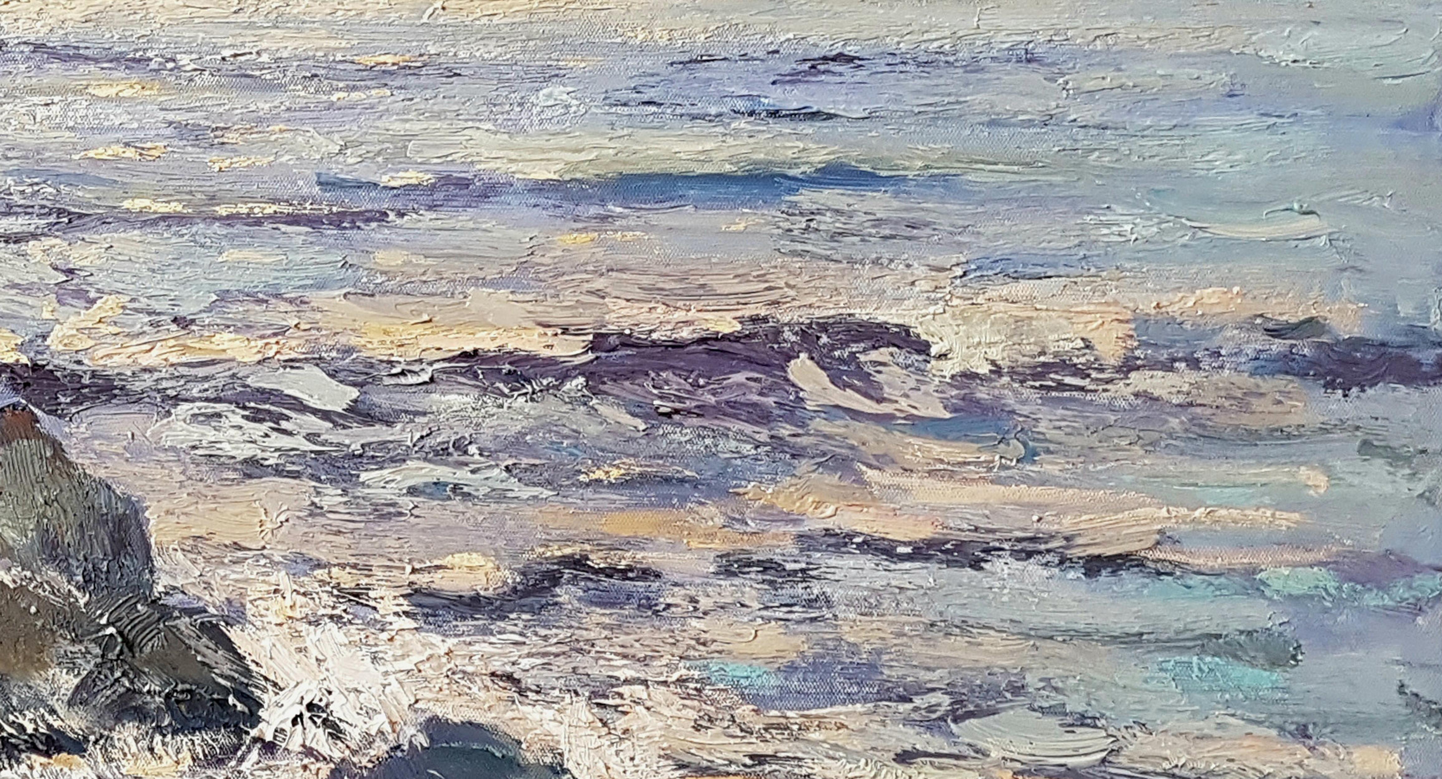En las rocas, Costero, Impresionismo, Pintura al óleo original, Único en su género - Painting de Ara H. Hakobyan