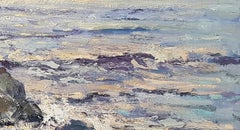 Sulle rocce, Costiera, Impressionismo, Pittura ad olio originale, Pezzo unico