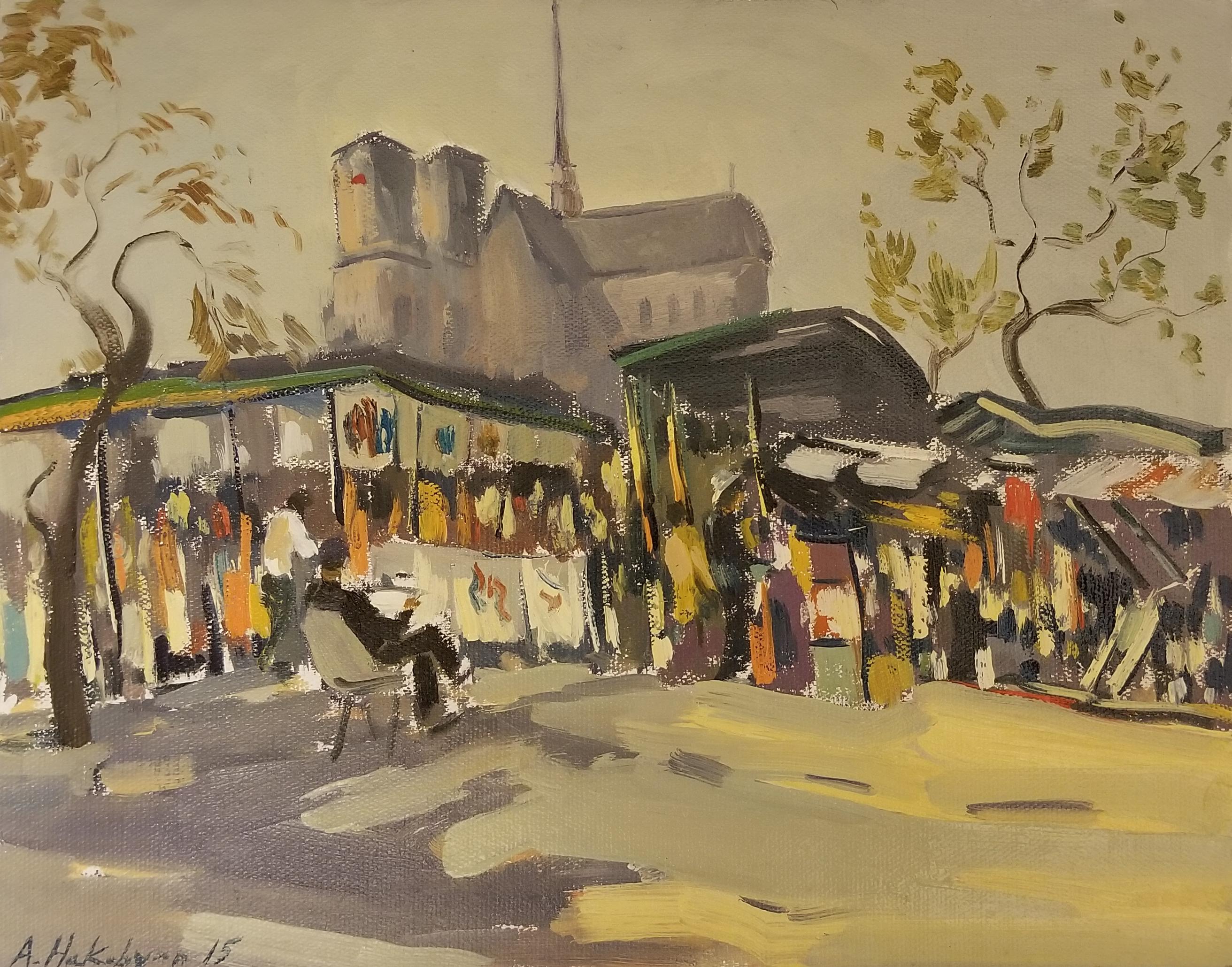 Ara H. Hakobyan Landscape Painting - Paris, Cityscape, Impressionism, Original oil Painting, One of a Kind
