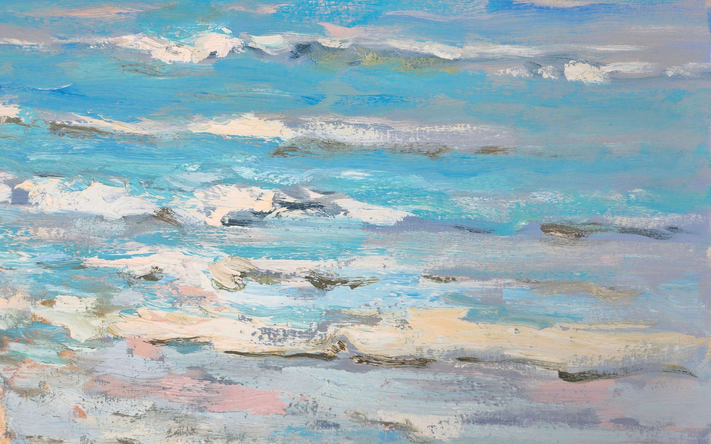 Placer del mar, Figurativo, Costero, Pintura al óleo original, Único en su género - Painting de Ara H. Hakobyan