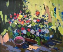 Roses, Fleurs, Impressionnisme, Peinture à l'huile originale, unique en son genre