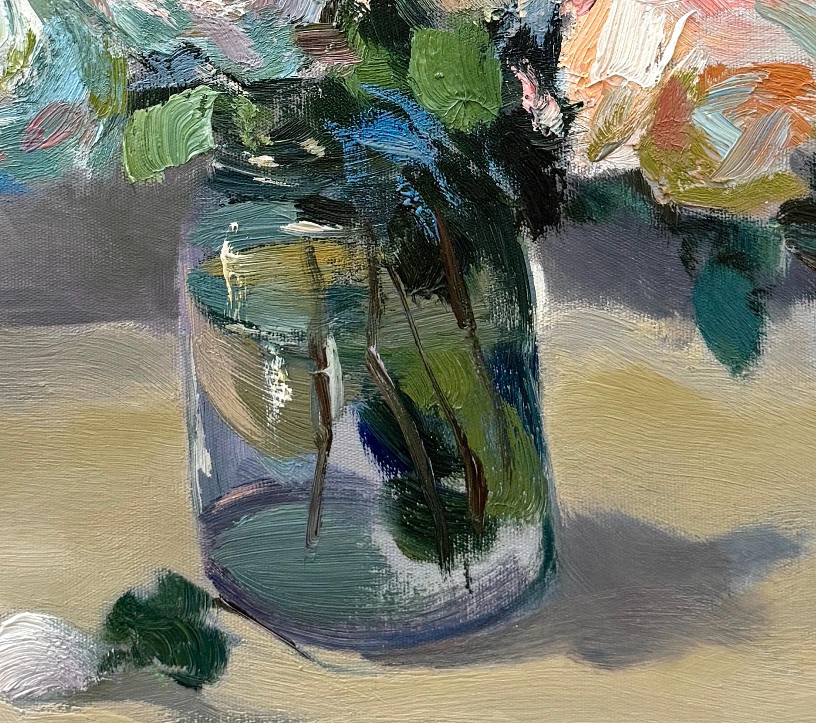 Roses, Stillleben Blumen, Impressionismus, Original-Ölgemälde, Unikat (Akademisch), Painting, von Ara H. Hakobyan