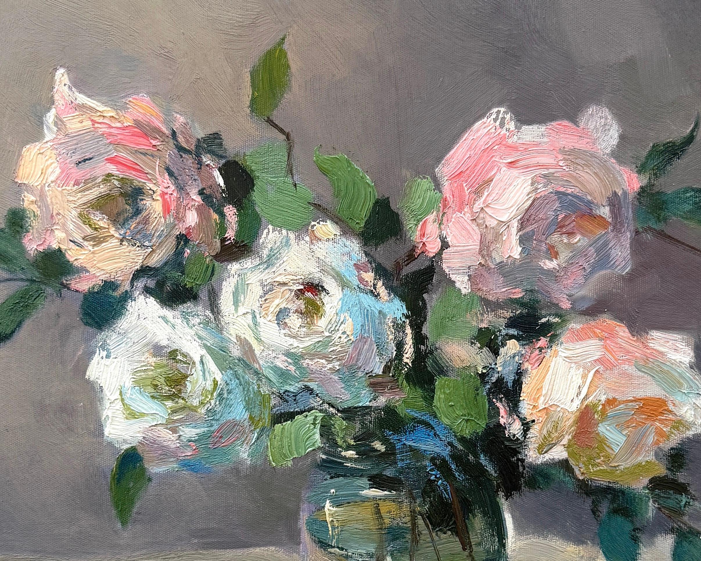 Roses, Still Life Flowers, Impressionism, Original oil Painting, One of a Kind For Sale 2