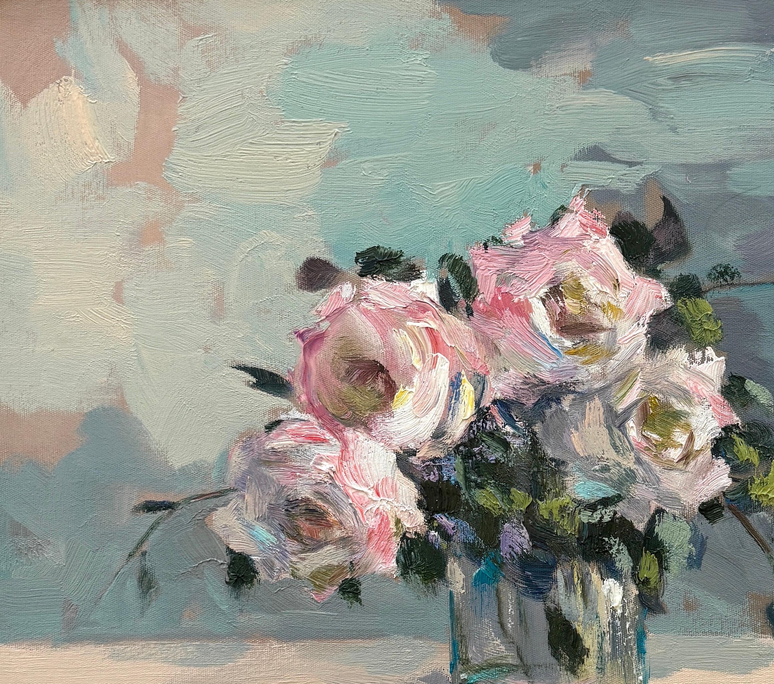 Roses, Still Life, Impressionism, Original oil Painting, One of a Kind For Sale 1