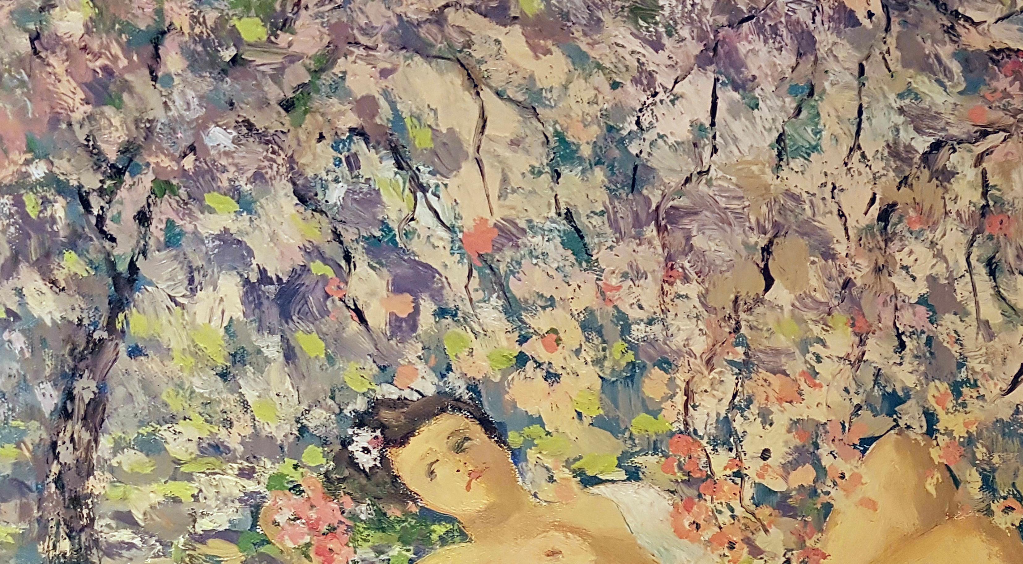 Spring, Figuratives, Impressionismus, Original-Ölgemälde, Unikat (Braun), Figurative Painting, von Ara H. Hakobyan