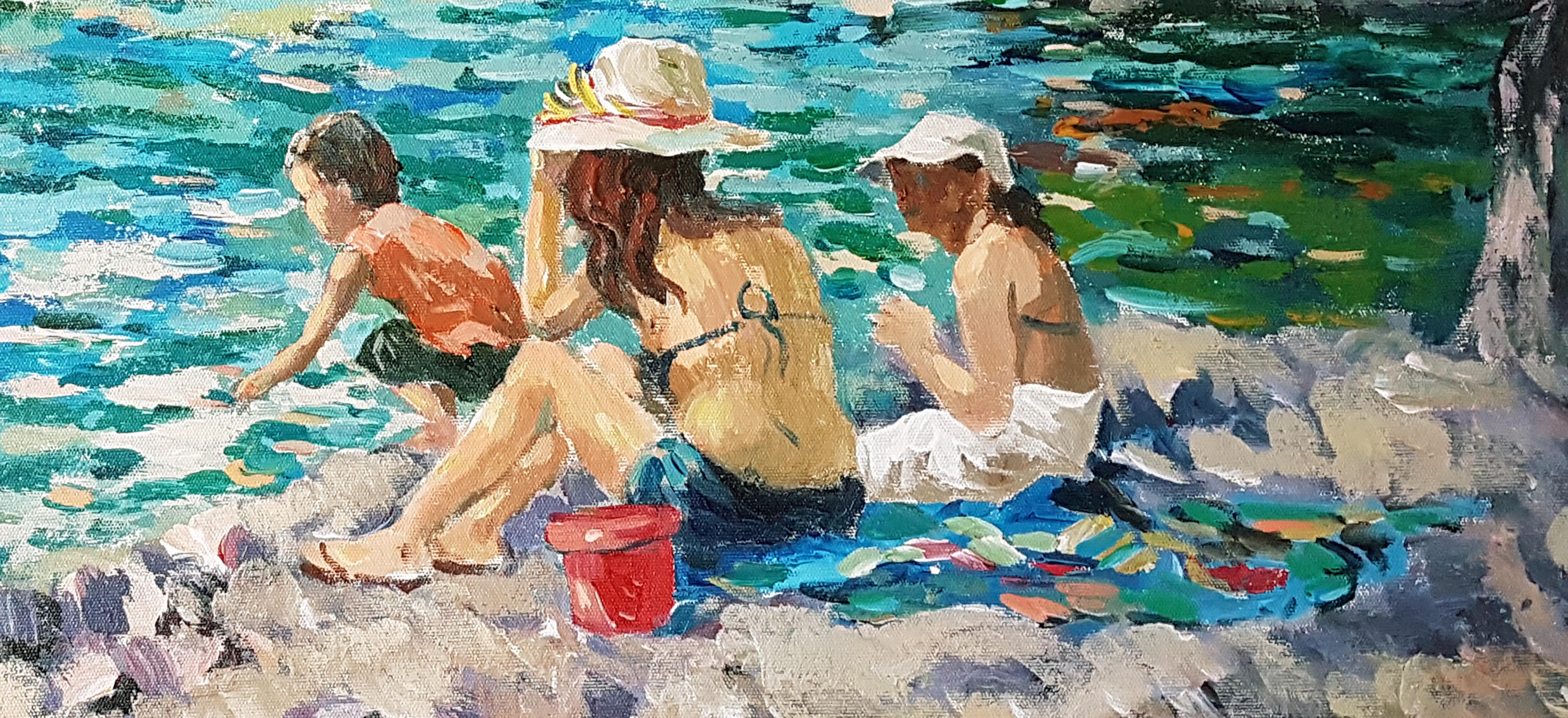 Stony Beach, Impressionismo, Pittura a olio originale, pezzo unico - Painting Accademia di Ara H. Hakobyan