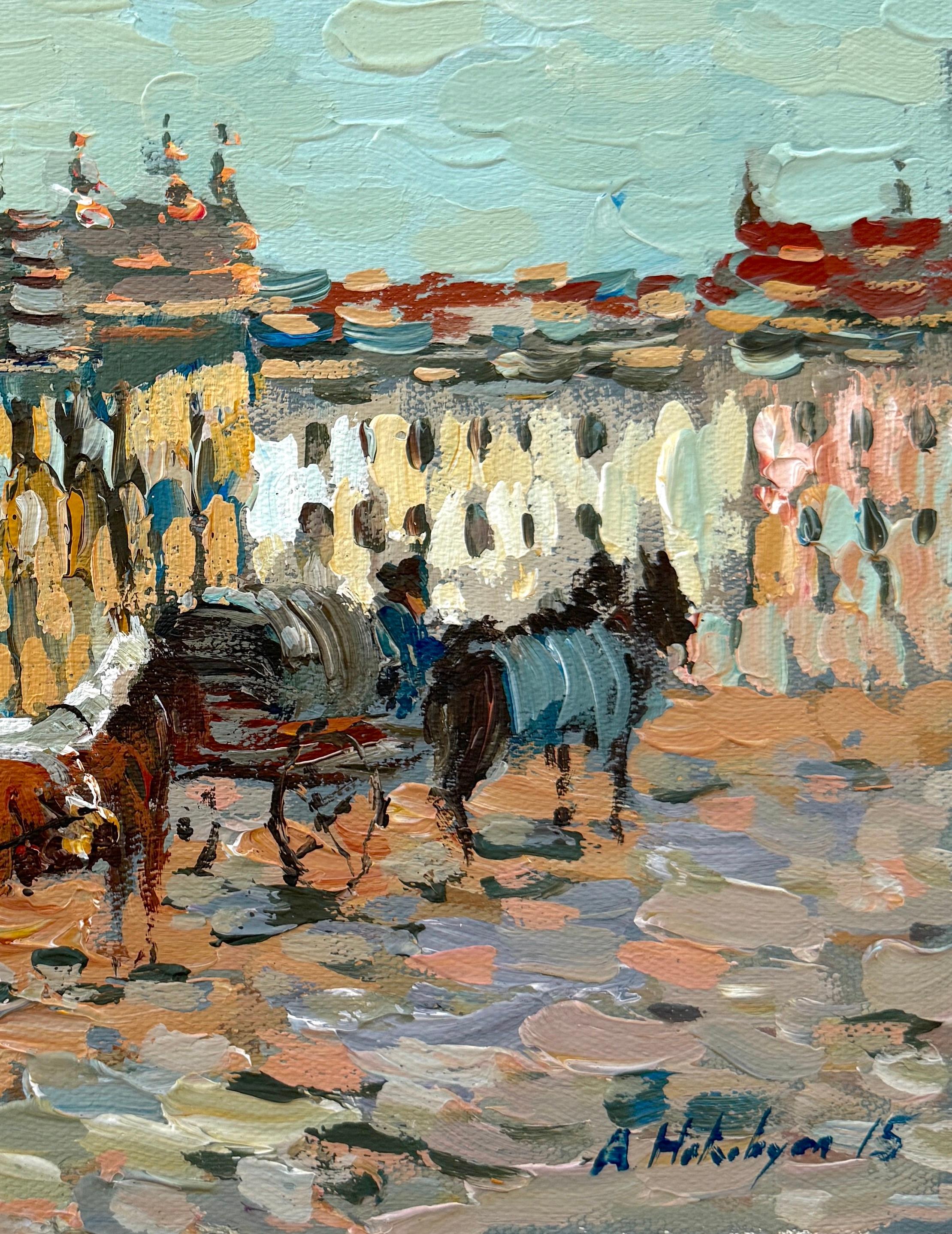 Viena, Impresionismo, Pintura al óleo original, Única en su género, paisaje urbano - Painting de Ara H. Hakobyan