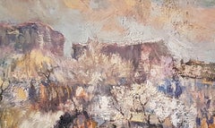 A. Winter Day in Old Yard, Pittura a olio originale, Pezzo unico