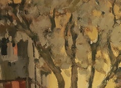 Atardecer de invierno, Ciudad, Impresionismo, Pintura al óleo original, Único en su género