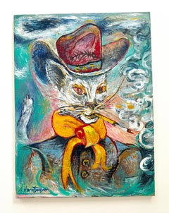 Cat in Boots, Contemporary Art, Original oil Painting, Ready to Hang