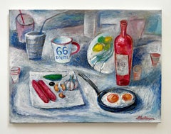 Lunch, Urban Still Life Contemporary Art, Original oil Painting, Ready to Hang