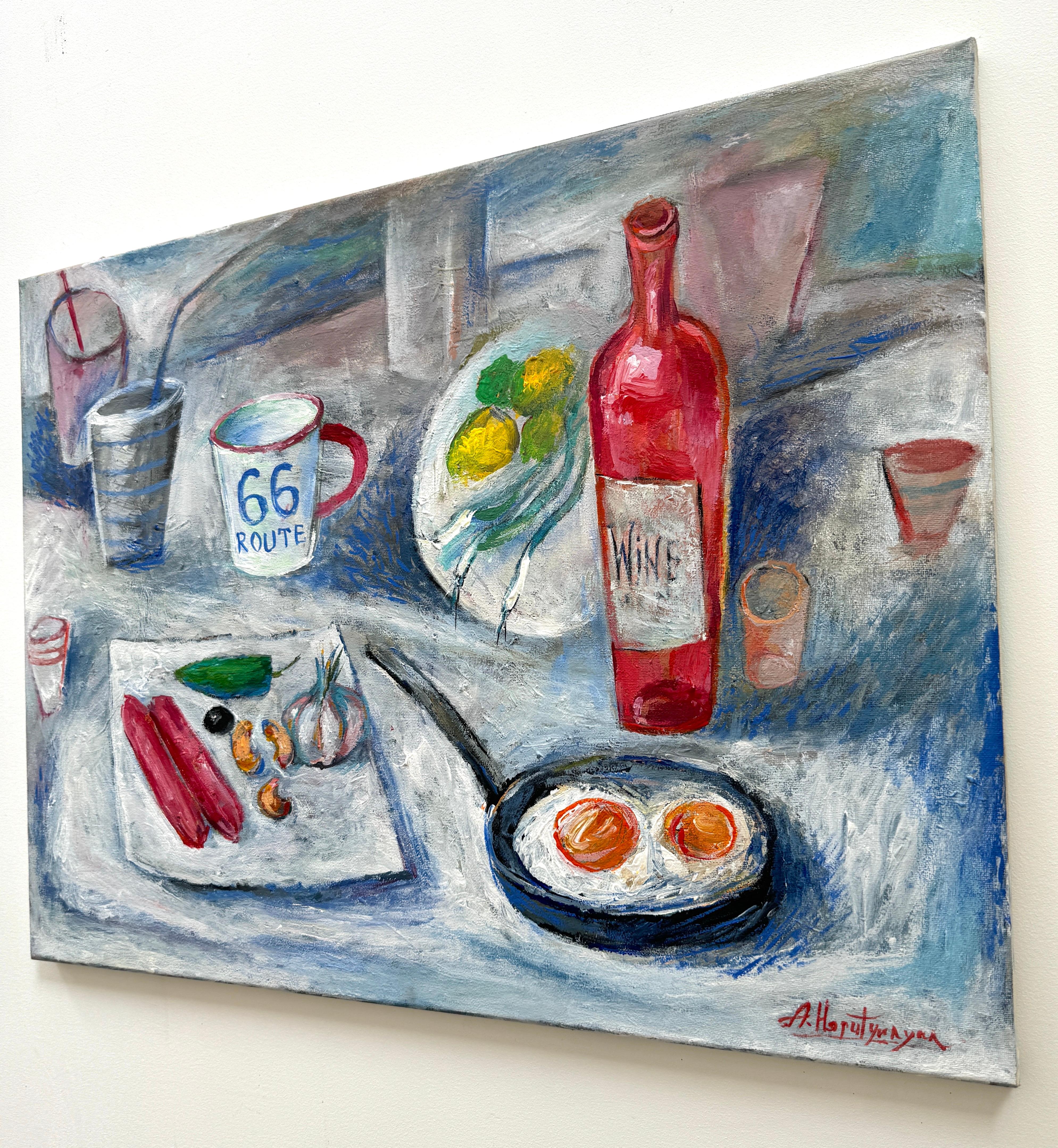 Lunch, Contemporary Art, Original oil Painting, Ready to Hang en vente 2