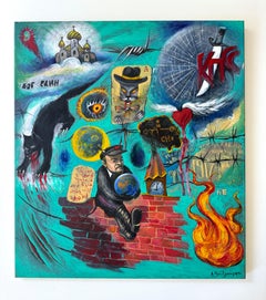 Soviet Allegory, Contemporary Art, Original oil Painting, Ready to Hang