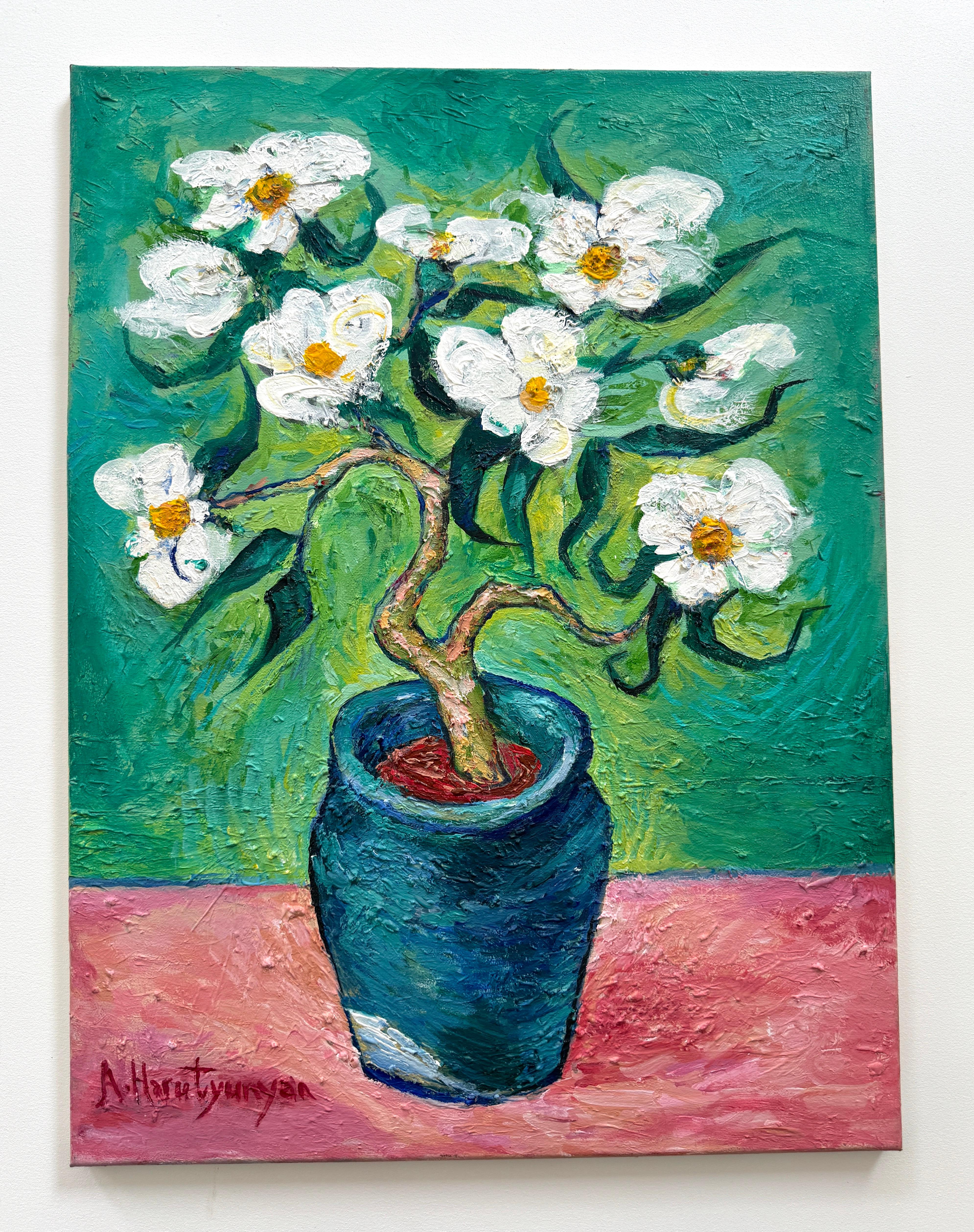 Fiori di Van Gogh, Arte contemporanea, Pittura ad olio originale, pronta da appendere - Painting di Ara Harutyunyan