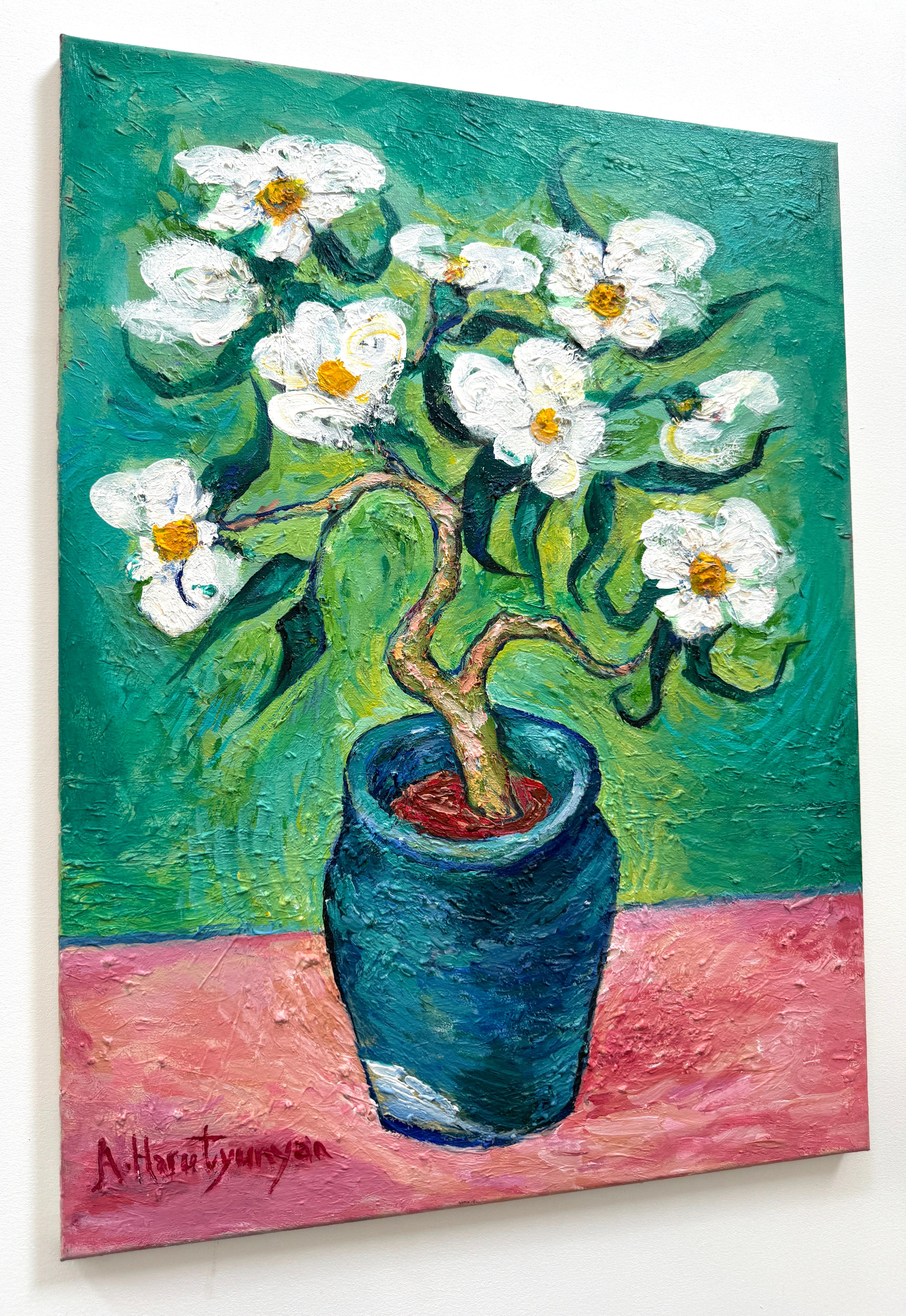 Fiori di Van Gogh, Arte contemporanea, Pittura ad olio originale, pronta da appendere - Painting Impressionismo di Ara Harutyunyan
