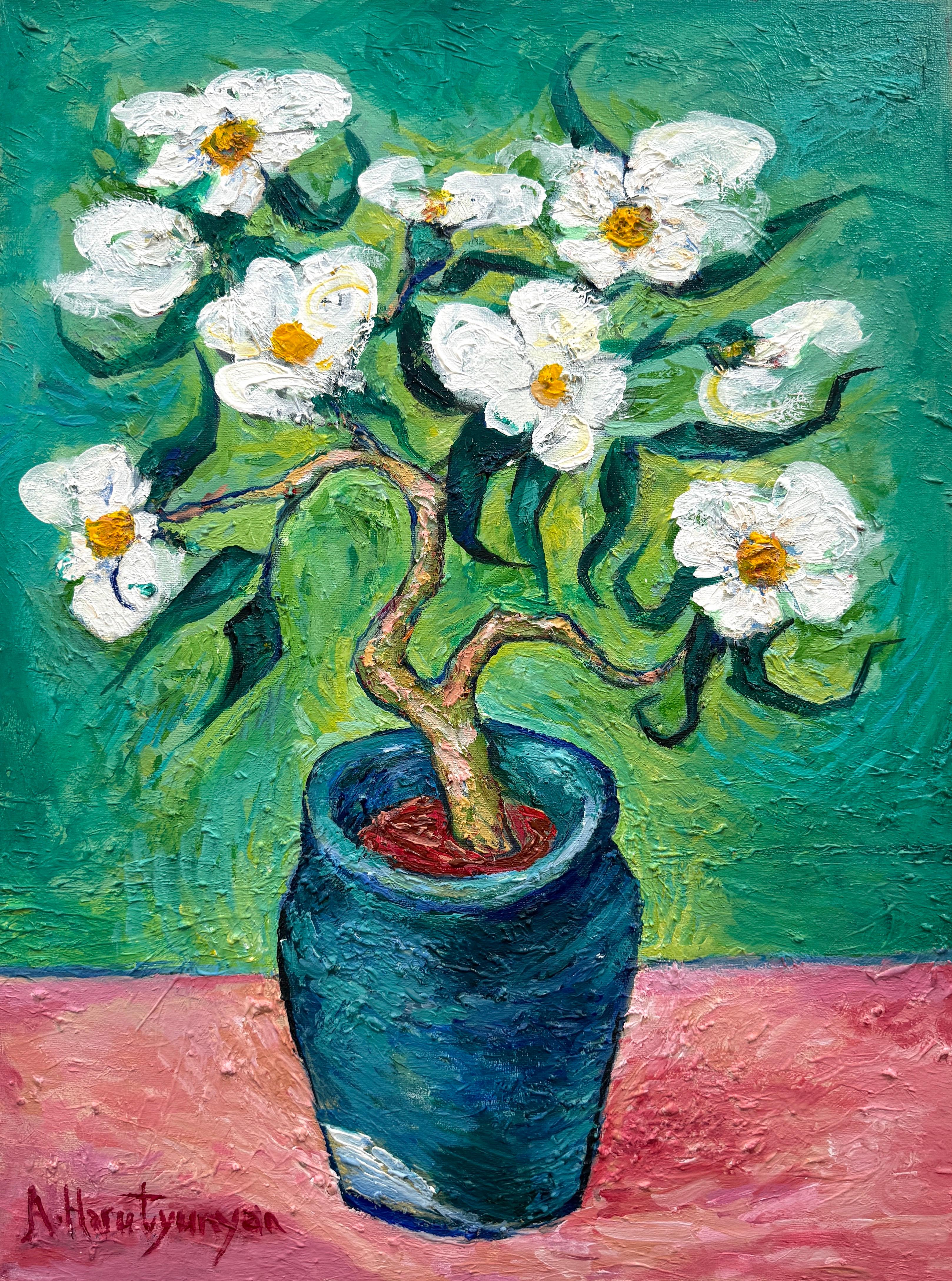 Still-Life Painting di Ara Harutyunyan - Fiori di Van Gogh, Arte contemporanea, Pittura ad olio originale, pronta da appendere