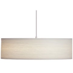 ARA Mid-Century Modern White Wood Veneer 30" Drum Pendant